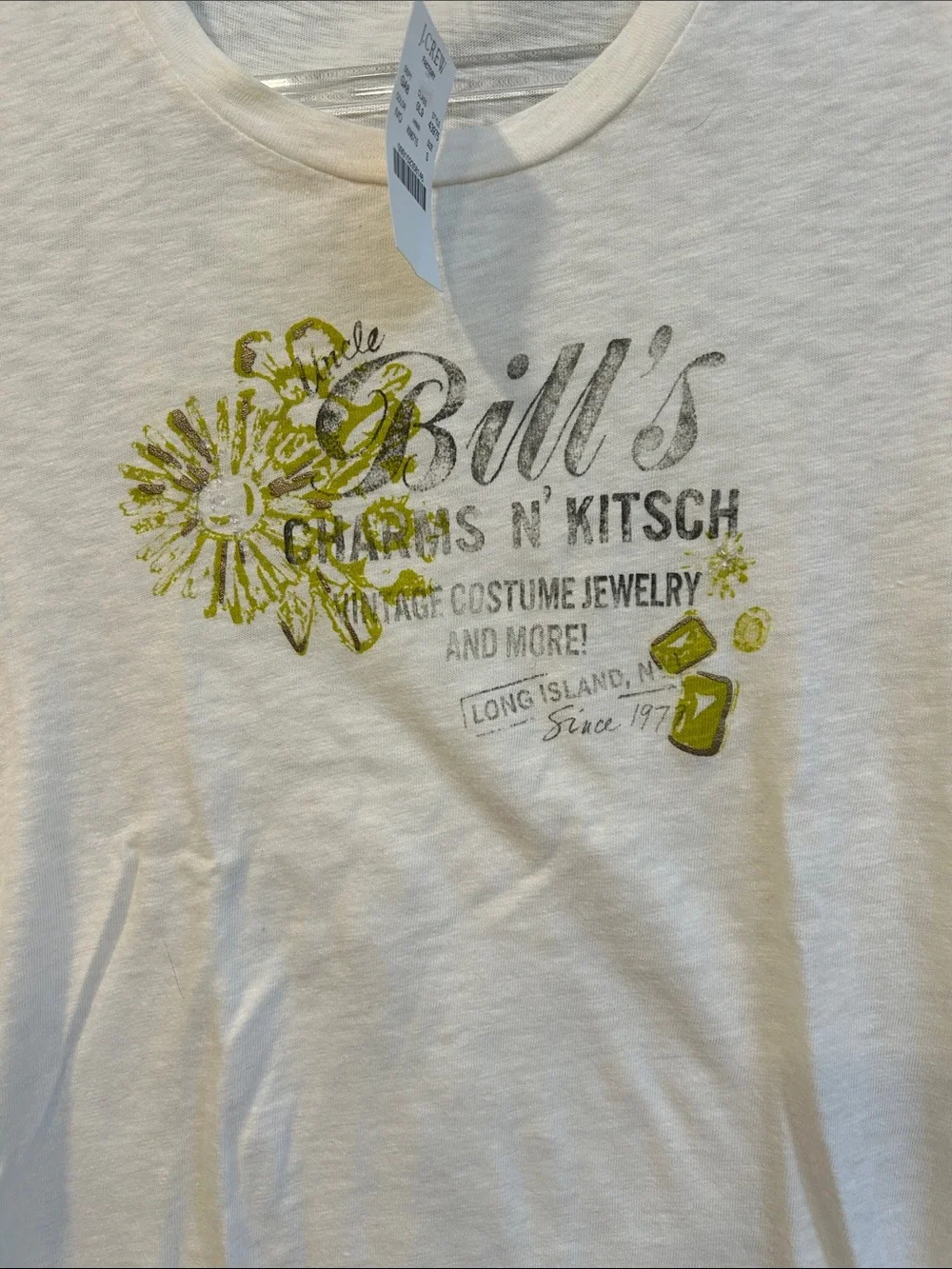 Vintage J. Crew Cream Graphic Short Sleeve Tee Small NWT